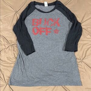 Gray and Black Graphic Raglan Tee